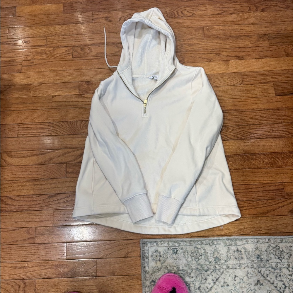 Athleta Cream Pullover with Gold Zipper